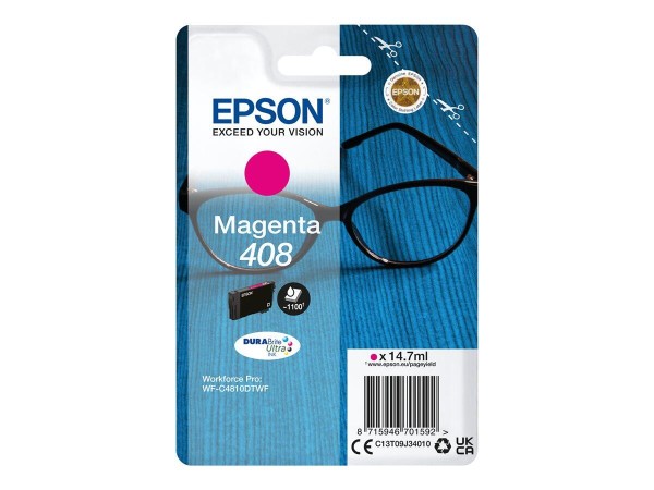 Tintenpatrone Epson 408 magenta C13T09J34010, 1.100 Seiten lt. Hersteller
