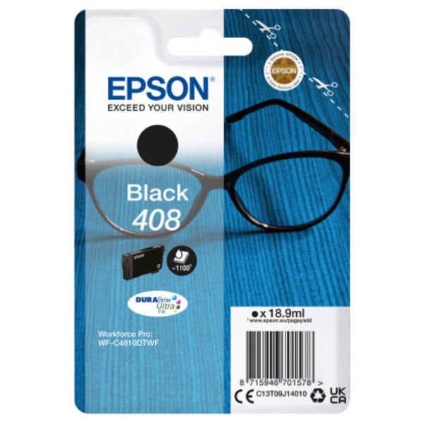 Tintenpatrone Epson 408 schwarz C13T09J14010, 1.100 Seiten lt. Hersteller
